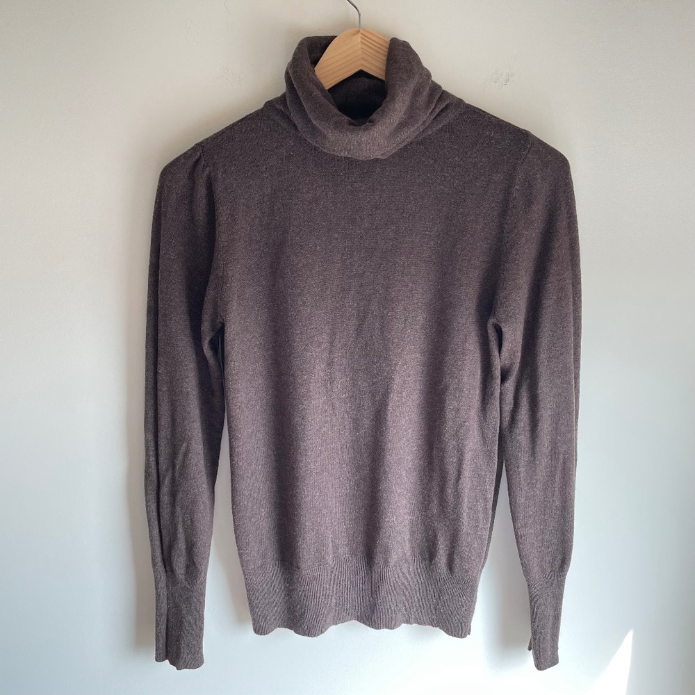 Mossimo Womens Long Sleeve Brown Turtleneck Top, Size M